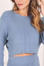 Ribbed Knit Crop Top And Skirt Set