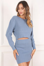 Ribbed Knit Crop Top And Skirt Set